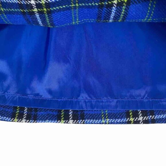 Vintage Juniors Express Wool Blend Blue and Lime Green Plaid Mini Skirt size 9 - Picture 4 of 5